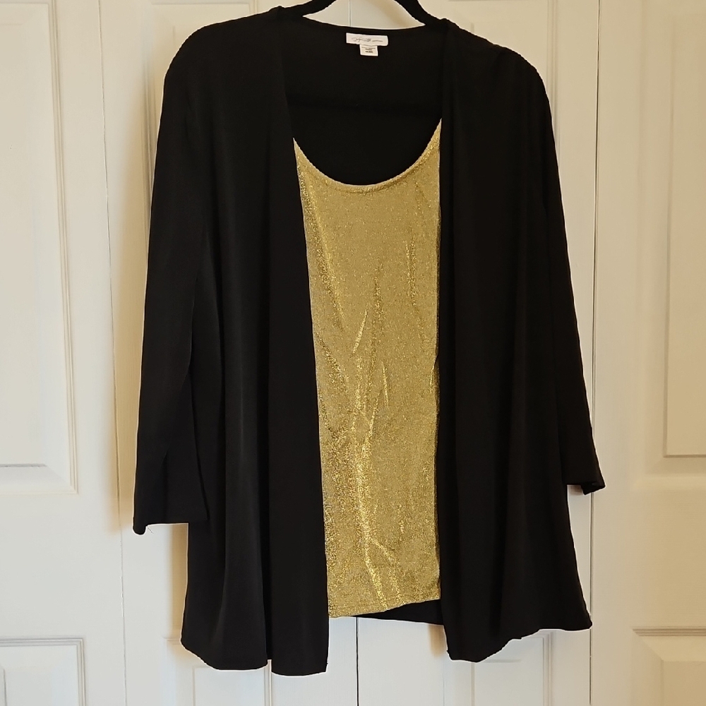 Jaclyn Smith Black and Gold Women's Top Size XXL